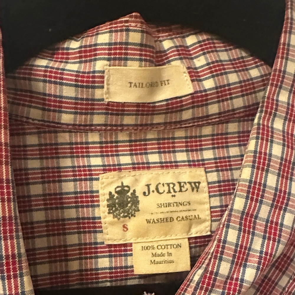 J. Crew Men's Burgundy Plaid Button-Down Shirt - Picture 2 of 4